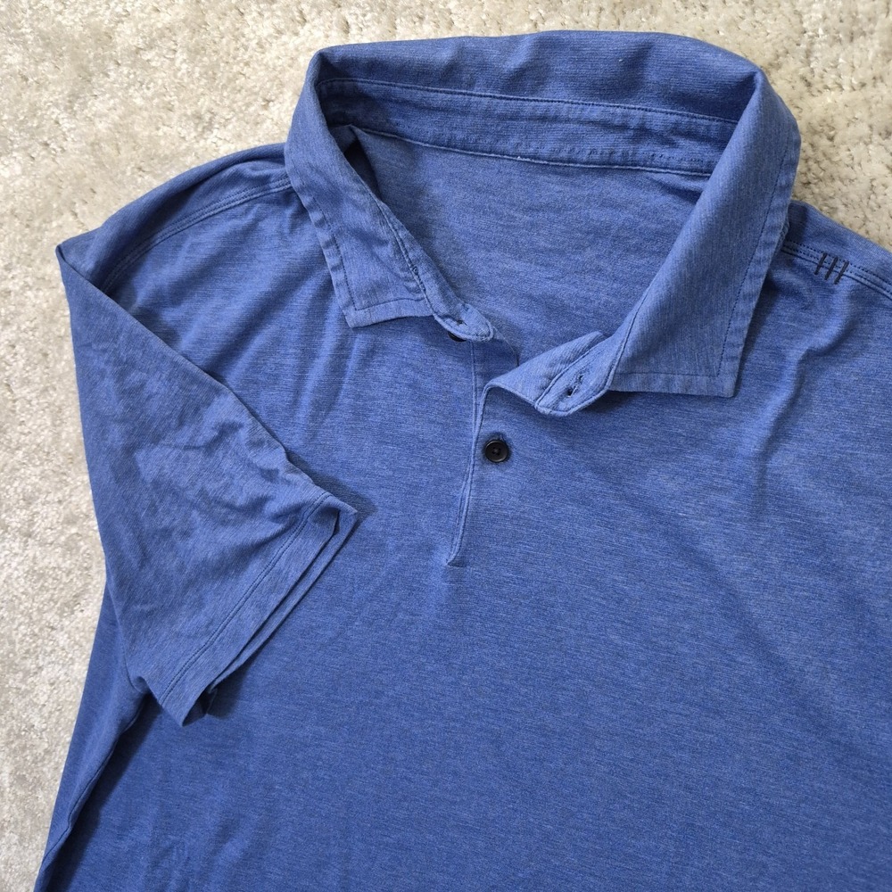 Lululemon Polo Shirt Mens XL Blue Evolution Performance Golf Capsule Preppy Logo